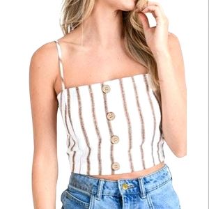Love Tree Linen Crop Top Size Medium in Beige
